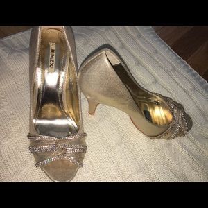 Gold peep toes